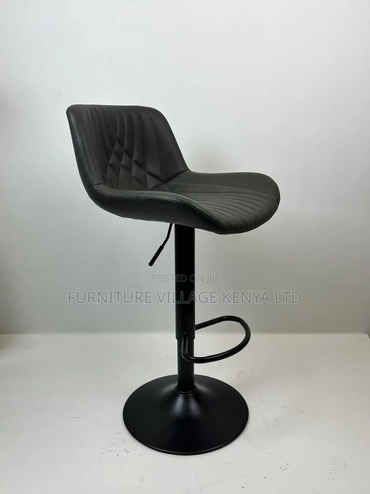 Barstool; Black Height Adjustable Office Barstool