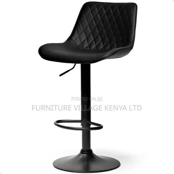 Barstool; Black Height Adjustable Office Barstool