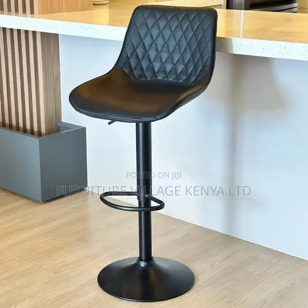 Barstool; Black Height Adjustable Office Barstool