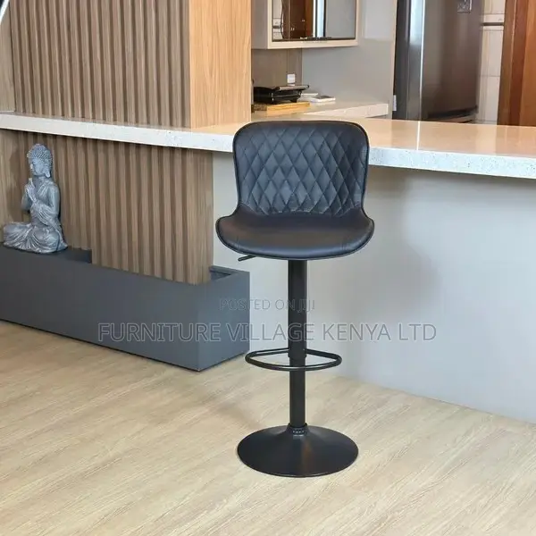 Barstool; Black Height Adjustable Office Barstool