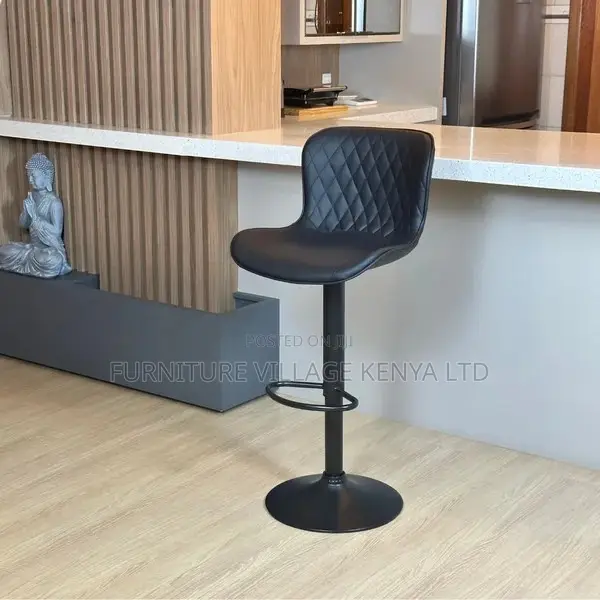 Barstool; Black Height Adjustable Office Barstool