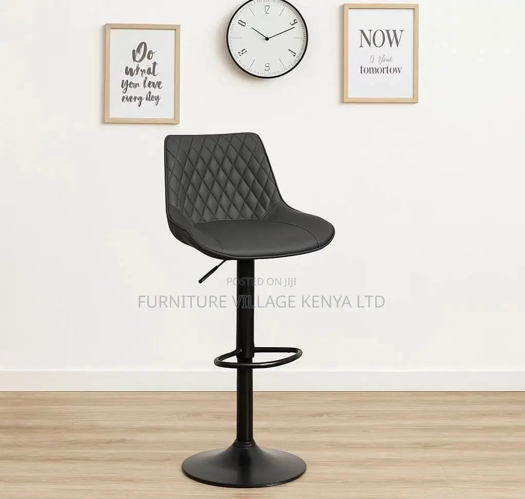 Barstool; Black Height Adjustable Office Barstool