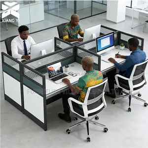 Office Workstation; 4-way Modular Office Workstation With Cabinet
