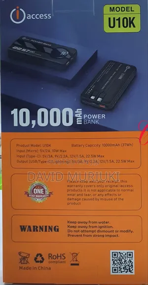Access U10k 22.5w 10000mah Power Bank With Type C Lightning Cables