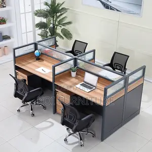 Office Desk : 4-Way Work Station. New Imported Workspace With Glass