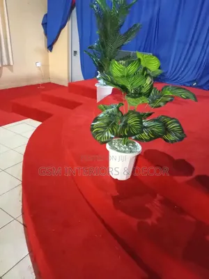 Church Red Carpets With Artificial Money Plants