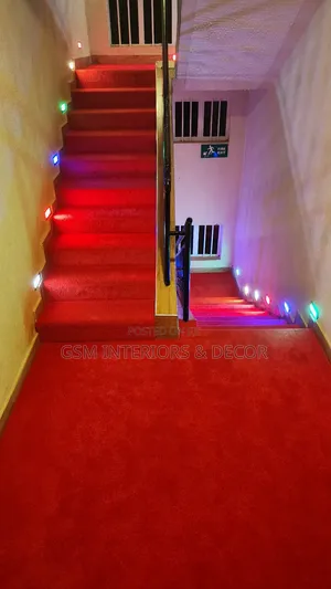 Red Carpets in Plain Red Carpets on Ascending/Decending Stairs