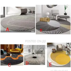 80cm Circular Geometric Rug Contemporary Minimalist Earth Tones