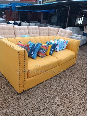 Yellow Fabric Sofa 3 Seater - Pay on Delivery.
