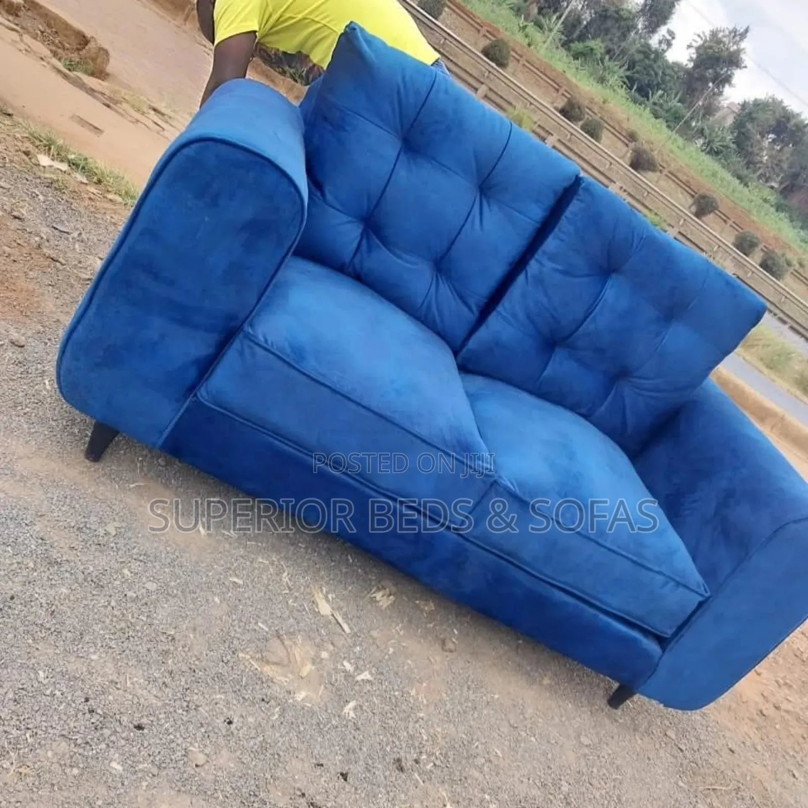 Blue Fabric Sofa 2 Seater - Free Delivery