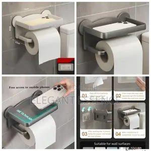 Punchfree Toilet Paper Holderadhesive Wall Mount Tissue Roll Dispenser