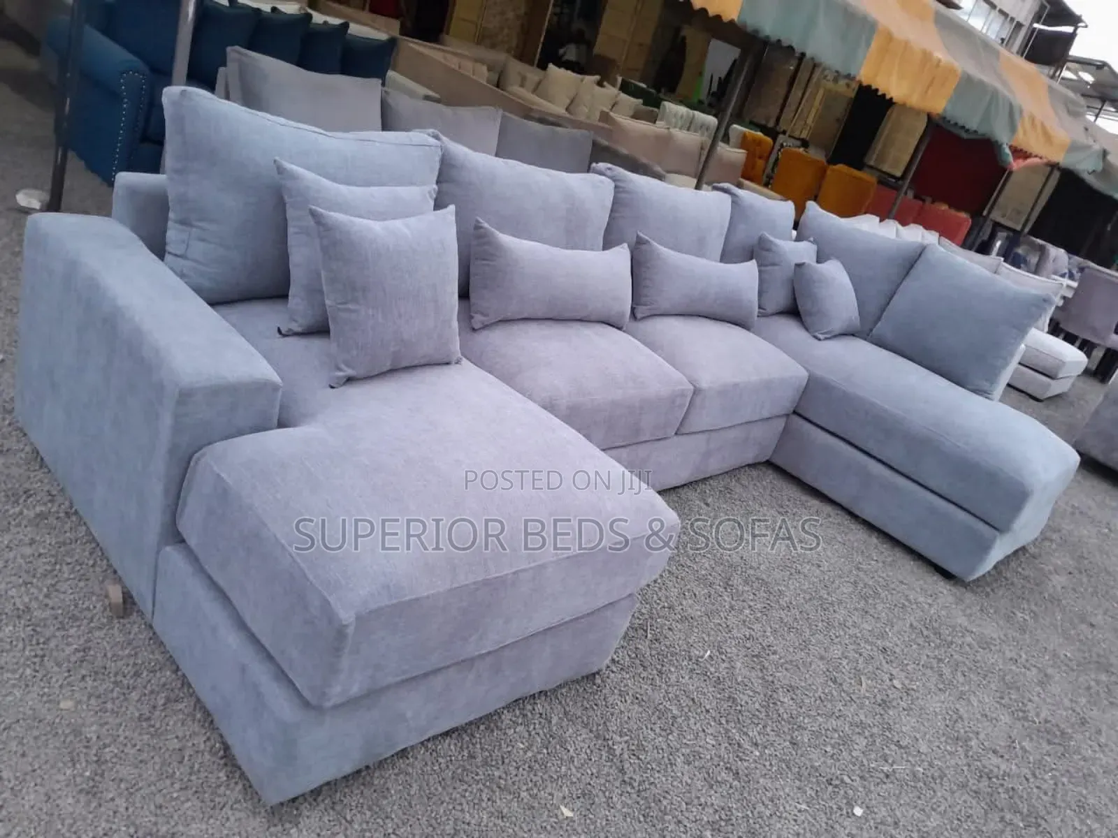 Grey U Shape Sofa 6 Seater Sofa