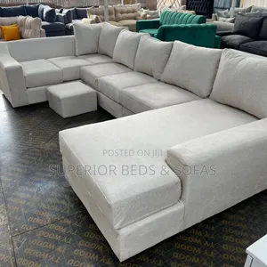 Cream U Shape Sofa 7 Seater- Free Delivery.