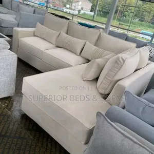Quality Brand New Cream L Shape Sofa 5 Seater