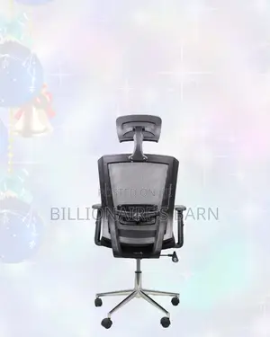 Black Mesh Office Chair Ergonomic Headrest With Chrome