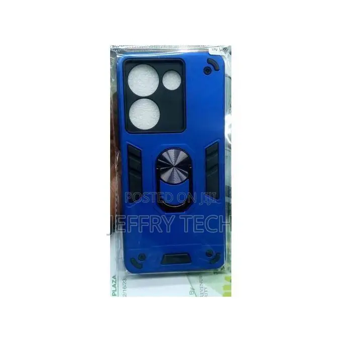 Tecno Camon 20 Luxury Ring Back Cover Stand Armor Shockproof - Blue.