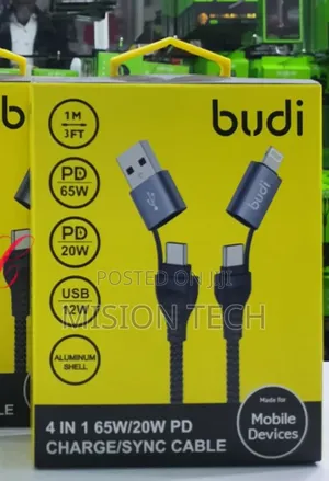 Budi Dc225cl10b *65w 4 in 1 Pd Charge/Sync Cable 