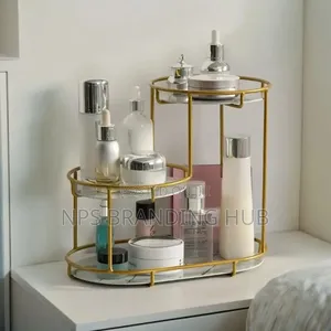 3 Level Gold Frame Marble Tray Organizer Rack P.O