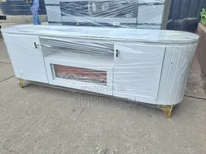 Modern Executive Tv Stand With a Functional Fire Place 
