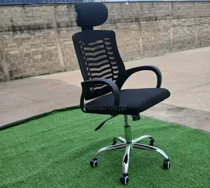 Secretarial Breathable Black Mesh Office Chair With Headrest