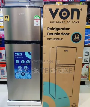 *Von 138litres Double Door Refrigerator