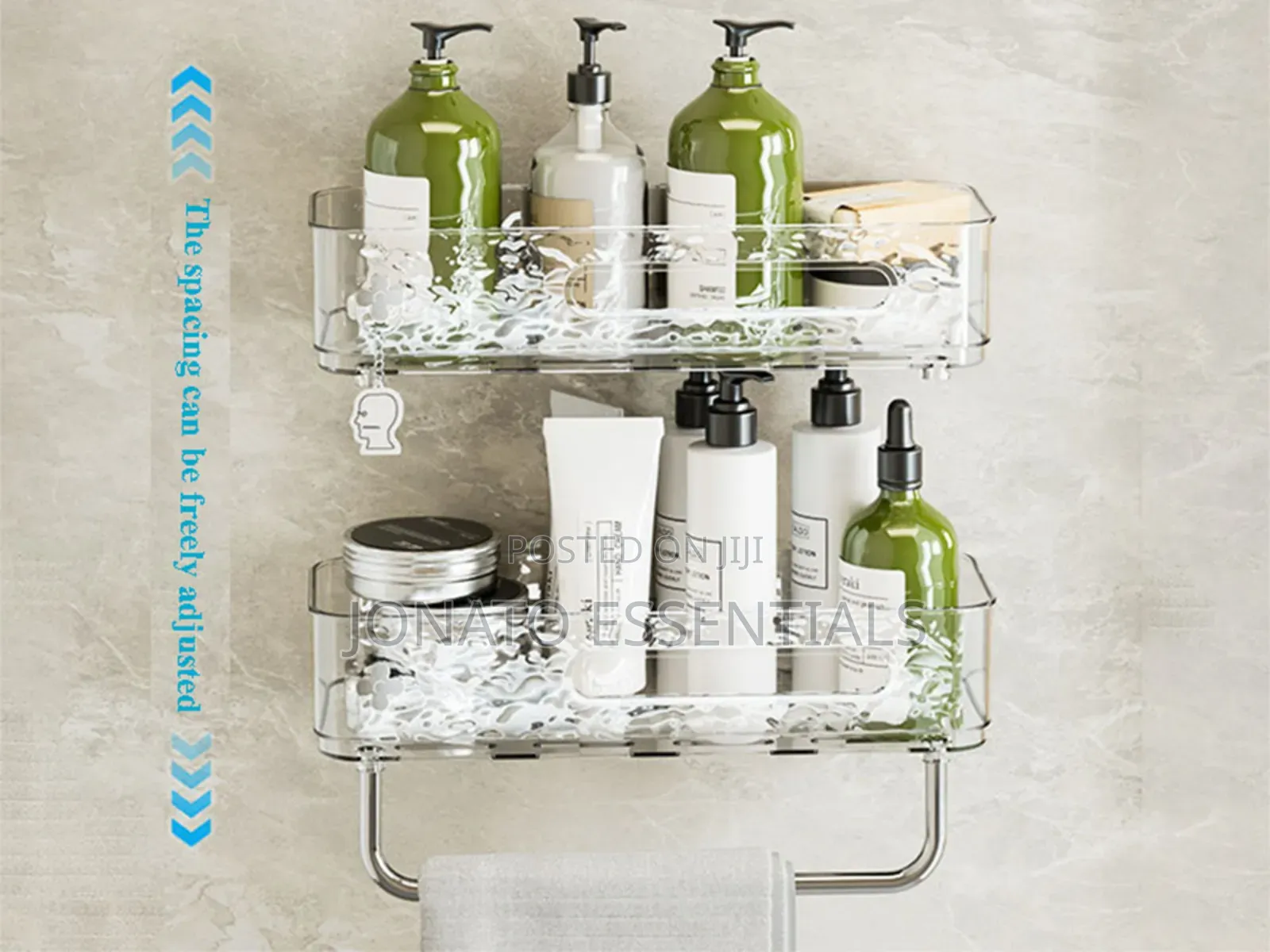 No-Drill Luxury Acrylic Bathroom Organizer - Clear Shower Caddy