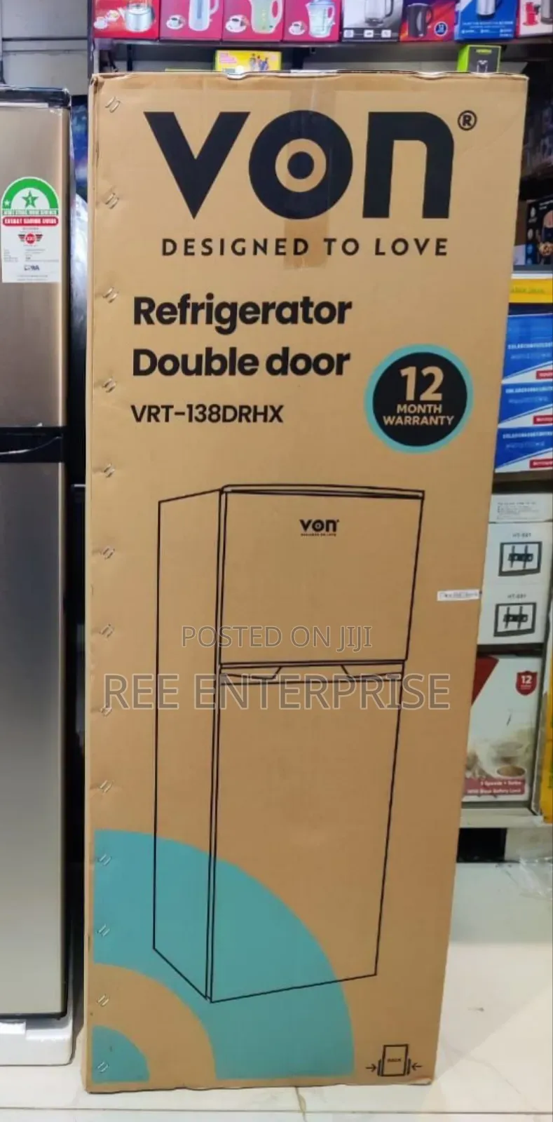 New In  138litres Von  Double Door Refrigerator