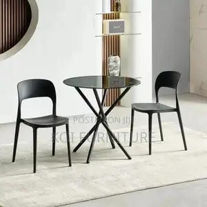 Coffee Table; Round Black Home Dining Coffee Table