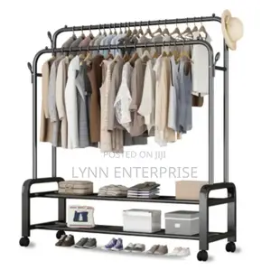 Double Pole Multipurpose Cloth Organizer Sturdy Cloth Rack