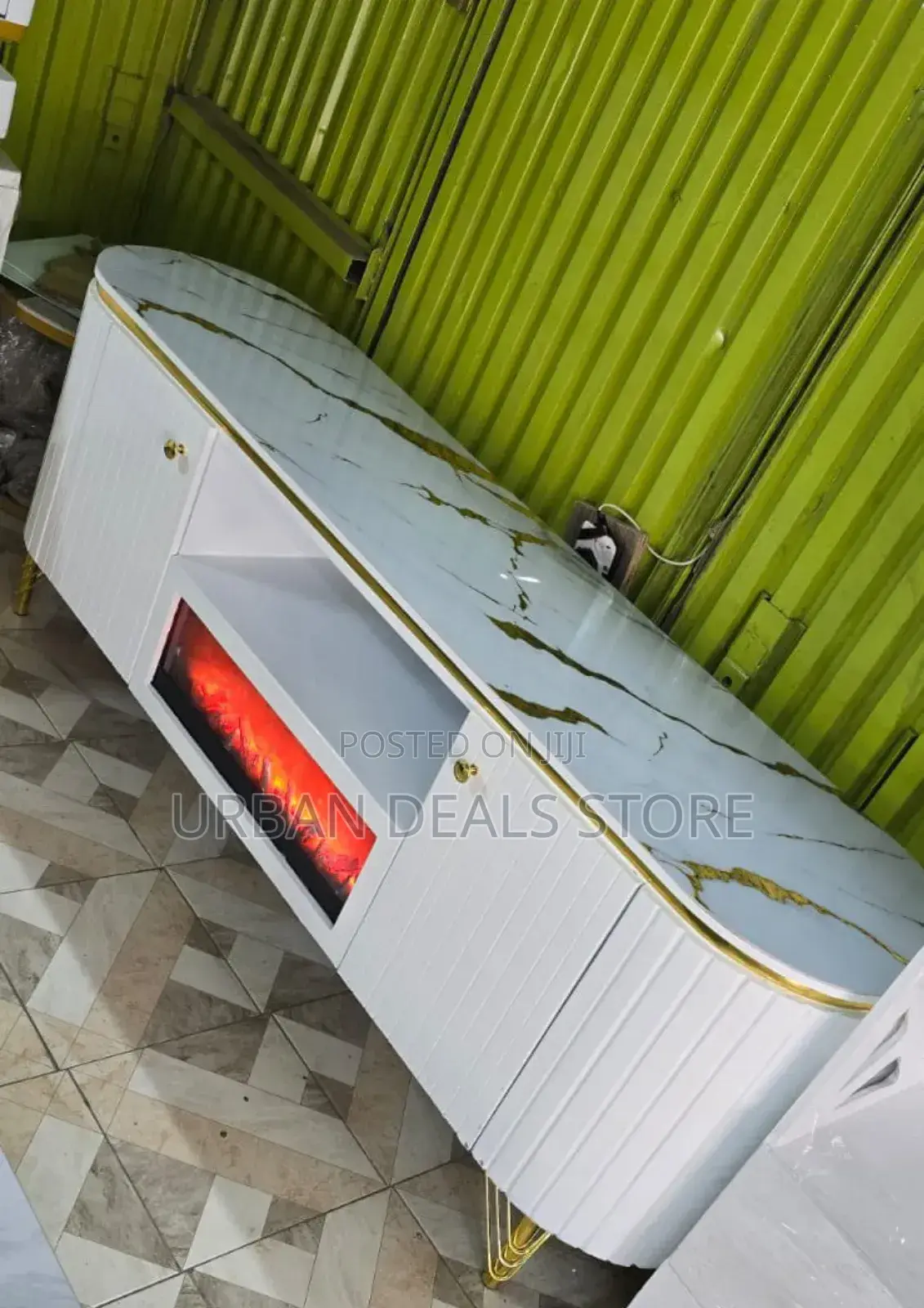 Modern Executive Tv Stand With a Functional Fire Place