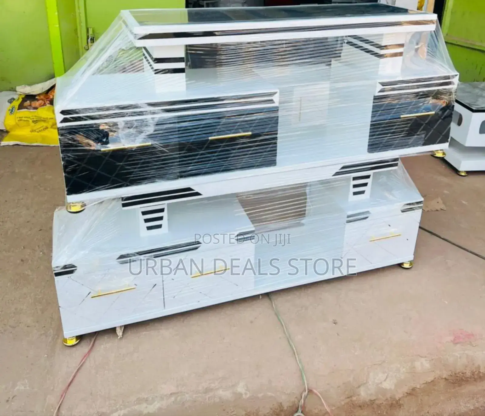 Executive Tv Stand With Marble Coating and Light