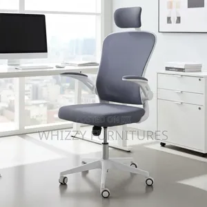 White Ergonomic Office Chair ( Flip Hands , Adjastable Headrest )