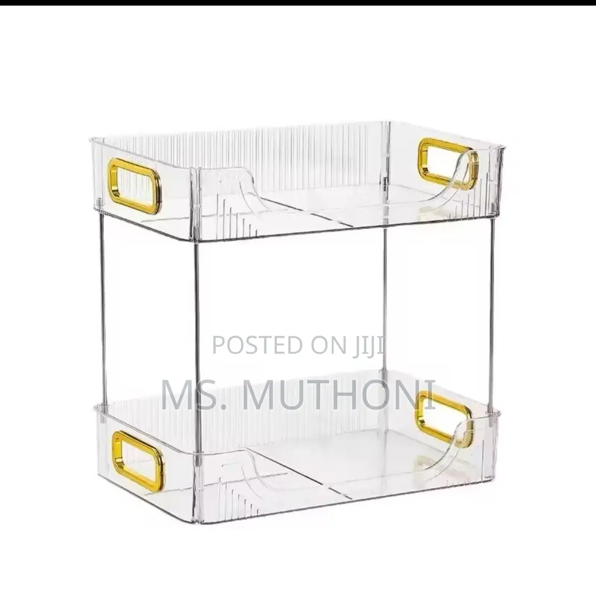 Multipurpose 2-Tier Decorative Clear Organizer With Gold Handles