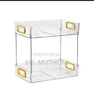 Multipurpose 2-Tier Decorative Clear Organizer With Gold Handles