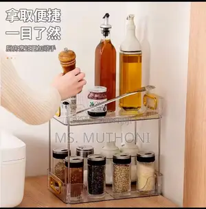 Multipurpose 2-Tier Decorative Clear Organizer With Gold Handles