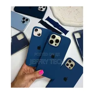 Navy Blue Soft Silicone Case for iPhone 12,13,14,15,16 Pro and Pro Max