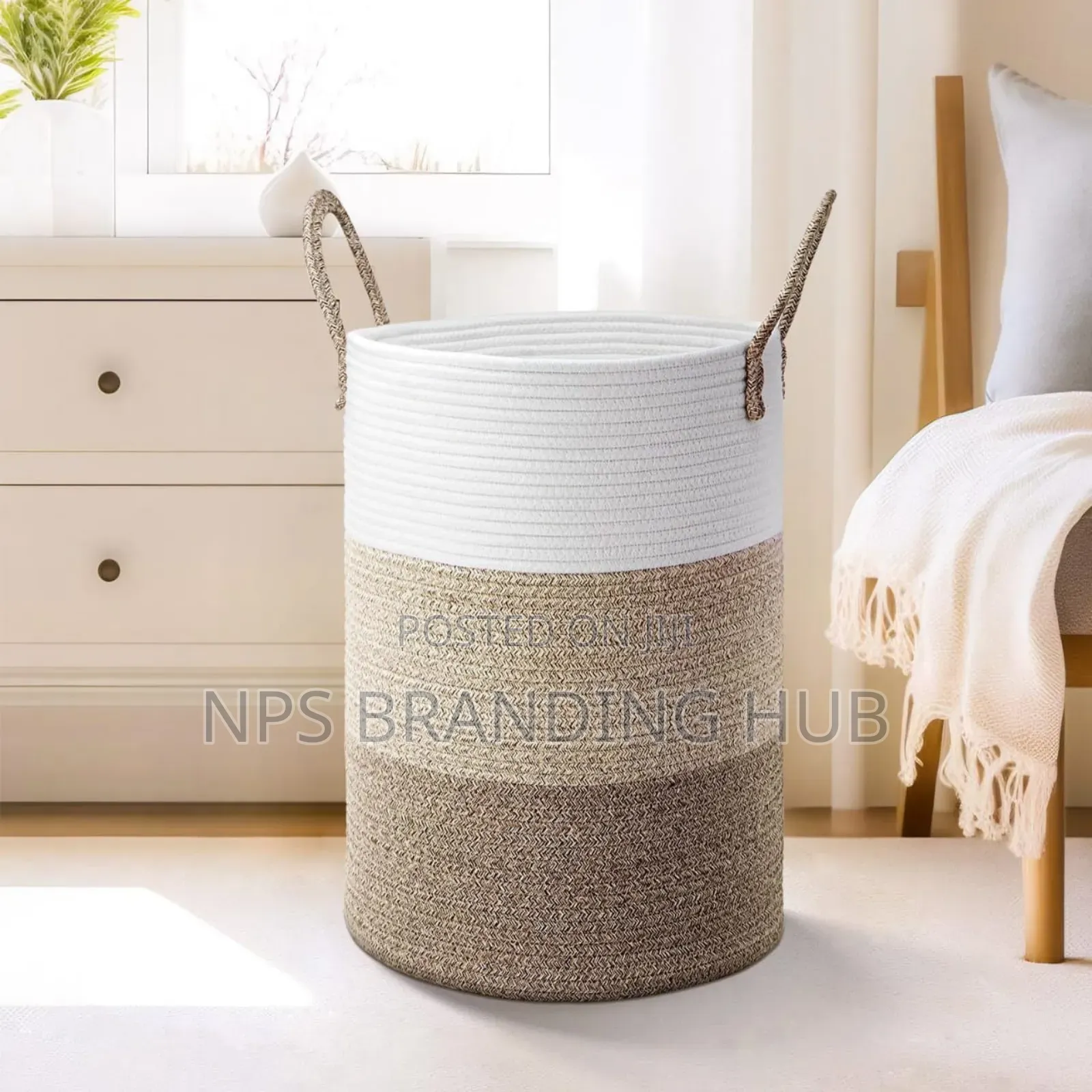 Cotton Rope Storage Basket H 51.5cm Diameter 40cm Zn