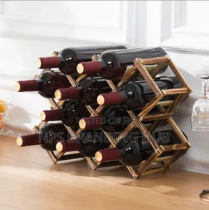 Foldable 10 Slot Wooden Wine Bottle Rack Zn