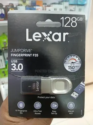 Lexar Jumpdrive Fingerprint F35 128 Gb Usb 3.0 Flash Drive - Black
