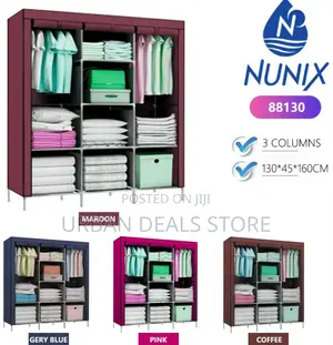 3-Column Portable Metallic Wardrobe