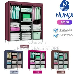 3-Column Portable Metallic Wardrobe Heavy Duty