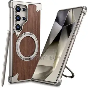 Samsung S24 Ultra Magnetic Wood-Armor Case (Natural Walnut Aluminum)