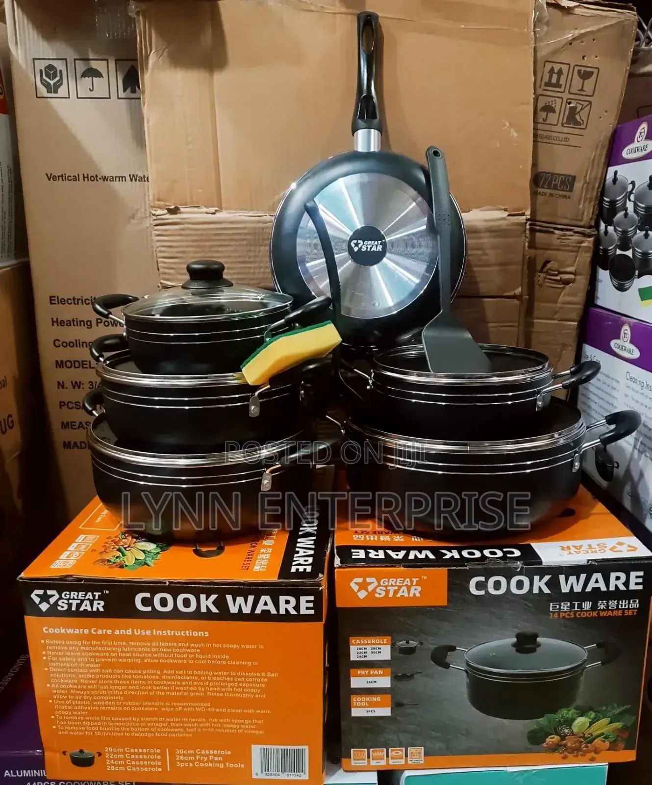 *Great Star 14pc Black Cookware