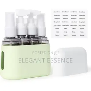 4 In1 Travel Bottle Set With Labels and Storage for Cosmetic Shampoo