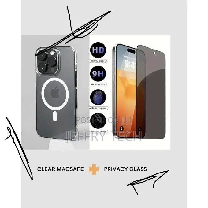 iPhone 14 Pro Max Magsafe Clear Case Privacy Screen Protector Bundle