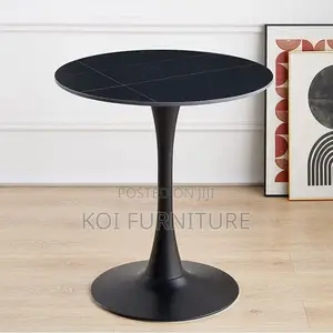 Coffee Table; Black Round Eames Marble Dining Coffee Table