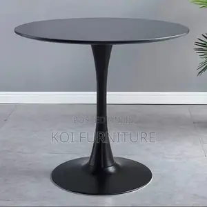 Coffee Table; Black Round Eames Marble Dining Coffee Table