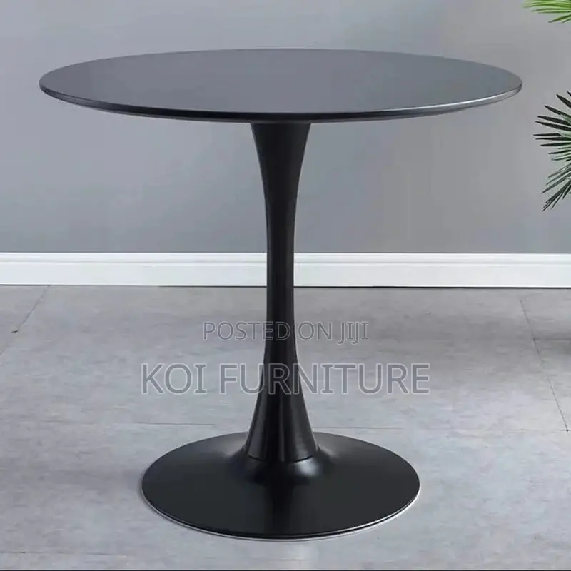 Coffee Table; Black Round Eames Marble Dining Coffee Table