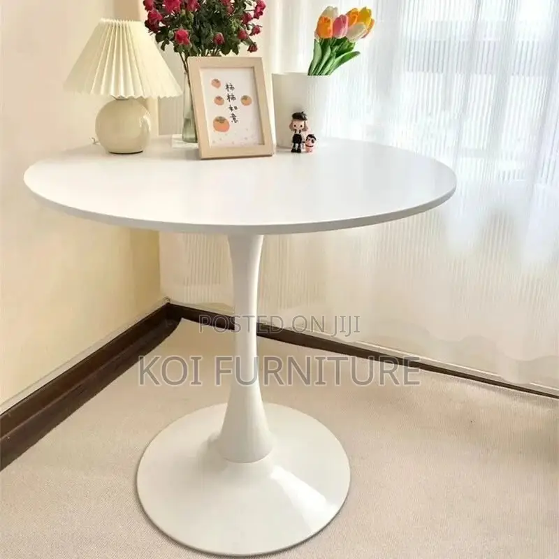 Coffee Table; Black Round Eames Marble Dining Coffee Table