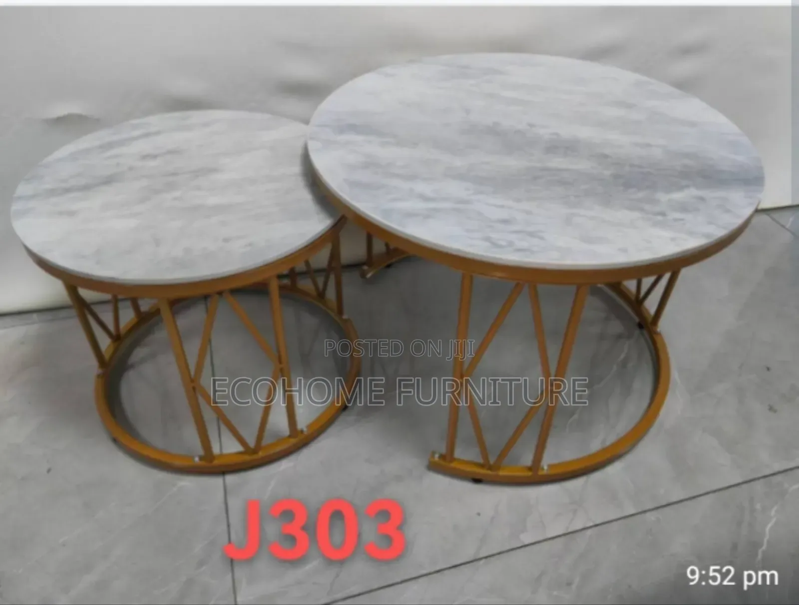 Pure Marble Top Nesting Table With Gold Star Base